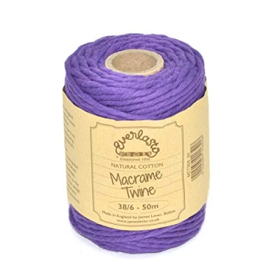Image de Everlasto Bobine de ficelle en coton doux pour macramé 38/6 (4 mm environ) Violet 50 m