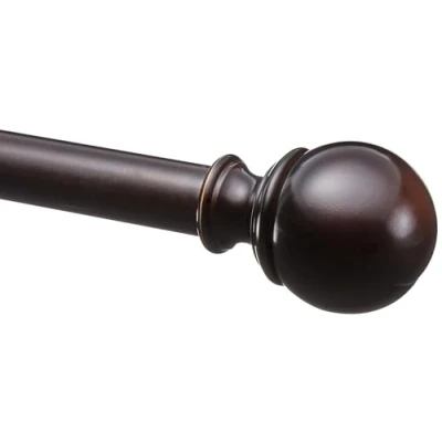 Image de Amazon Basics Tringle à rideau avec embouts ronds, 183 366 cm, Bronze