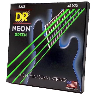 Image de DR String NGB 45 Neon Green Jeu de cordes pour guitare basse