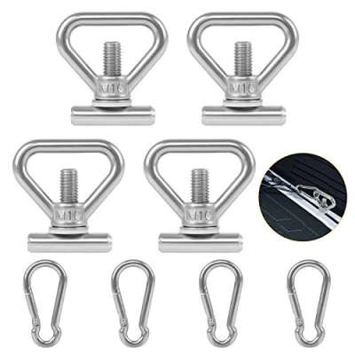 Image de Œillets d&#039;arrimage, 4pcs d&#039;arrimage de Charge et 4 Pcs Mousqueton sont Utilisé pour Fixer Les Bagages dans Le Chariot, Écrous à Levage Convient aux Voitures T5 T6, Bague