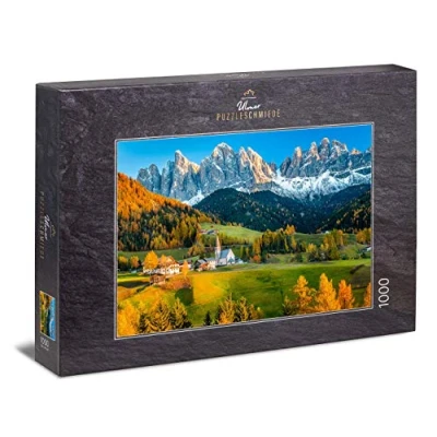 Image de Ulmer Puzzleschmiede Puzzle Sainte Madeleine 1000 pièces Un Village de Montagne pittoresque Devant Le Panorama du Groupe Geisler près Bolzano dans Tyrol Sud