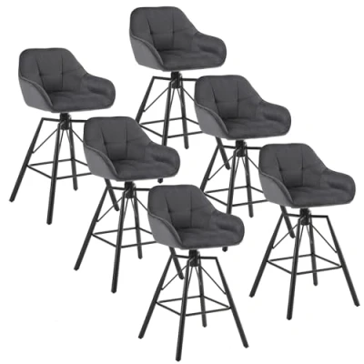 Image de WOLTU Tabouret Bar en Velour Lot de 6, Siège Rembourré Pivotant à 360, Chaise Bar, Tabourets Hauts pour avec Dossier et Repose Pieds, Velours Cadre Métal, Gris Foncé, BH397dgr 6