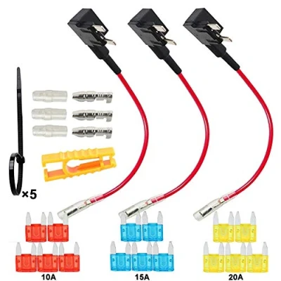 Image de FULARR 3Pcs Premium Add A Circuit Fusible Tap Adaptateur, ACS Lame Style Porte Fusible, avec Gratuits Mini Fusibles X 15Pcs, Extracteur 1Pcs, Attaches Fil 5Pcs 12V / 24V