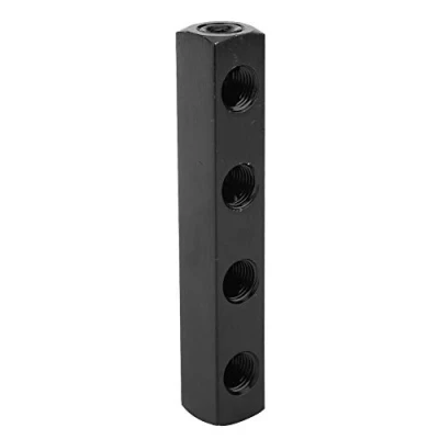 Image de 1/4 Pouce BSPP Filetage Tuyau D&#039;air Collecteur Bloc, 3 Voies / 4 Connexion Rapide en Acier Inoxydable Pneumatique Inline Bloc Répartiteur(4 Voies)