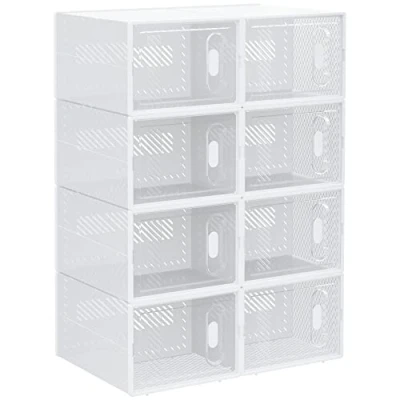 Image de HOMCOM Lot de 18 boites Cubes Rangement à Chaussures Meuble modulable avec Portes Transparentes dim. 25L x 35l 19H cm