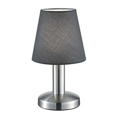 Image de Trio Lampe de table MATS II 599700142, métal nickel mat, abat jour en tissu gris, sauf 1x E14, On/Off Touch, Grijs
