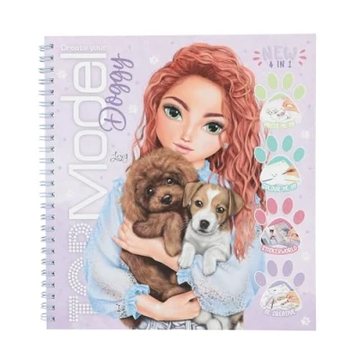 Image de Depesche TOPModel Create Your Doggy 13218 Livre de coloriage avec 40 pages pour créer des motifs chiens + 5 feuilles d&#039;autocollants Multicolore