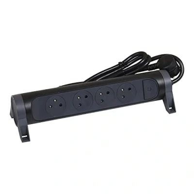 Image de LEGRAND Multiprise Rotative avec Interrupteur à Voyant LED 4 Prises Surface Terre Cordon 3m Noir et Gris Foncé