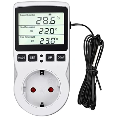 Image de Régulateur de température 230V/ 50Hz Prise Thermostat Minuteur Digital, Chauffage avec Sonde pour Aquarium Incubateur Serre( 40 à 120 ℃)