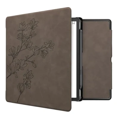 Image de kwmobileÉtui Compatible avec Amazon Kindle Scribe Coque Étui à Rabat magnétique tabletteeReader Similicuir Gris