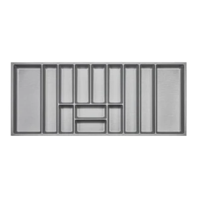 Image de ORGA BOX 3 Range couverts Profondeur : 473 x Largeur 1091 mm gris argenté avec structure Canvas pour tiroirs de 120, par ex. dans les cuisines Nobilia/Noblessa à partir 08.2012.