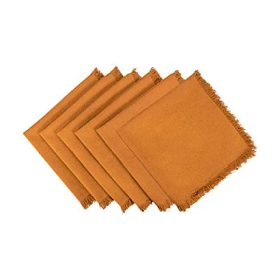 Image de DII Serviette de Table à Franges NP Solide S/6 Citrouille épicée