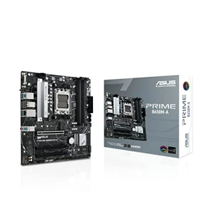 Image de ASUS PRIME B650M A CSM Carte mère AMD B650 Micro ATX (PCIe 5.0 M.2, DDR5, 2.5Gb Ethernet, DisplayPort, HDMI, VGA, USB 3.2 Gen 2 arrière, 1 Type C avant, Aura Sync RGB)
