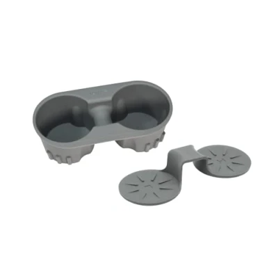 Image de JOWUA Porte gobelet pour Console Centrale Tesla Model 3/Model Y, en Silicone, Lavable (Gris, + Dessous de Verre siège arrière)