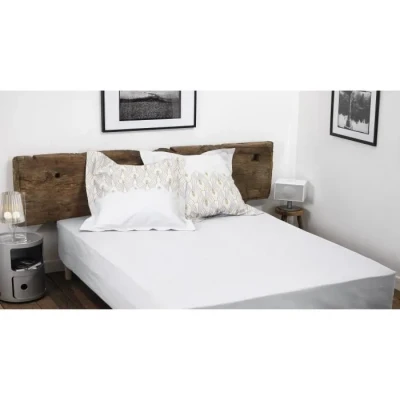 Image de Home linge passion Drap Housse 100% Coton 57 Fils/cm² Taille 180x200 cm Blanc Bonnet 35 Tissage serré Doux, Respirant, Lavable