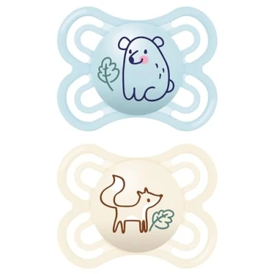 Image de MAM Perfect S194 Lot de 2 sucettes avec tétine en silicone ultra douce pour bébé plus 0 mois boîte auto stérilisable Bleu