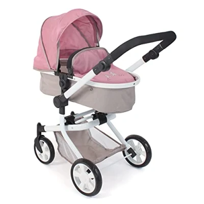 Image de Bayer Chic 2000 Poussette de poupée Mika, combinée 2 en 1 pour Enfants 4 à 8 Ans, Ours, Rose, 73 x 41 82 cm