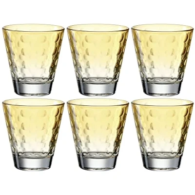 Image de Leonardo Optic 025897 Lot de 6 verres à eau, lavables au lave vaisselle, en verre coloré, jaune, 215 ml
