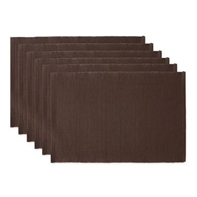 Image de DII Basic Everyday Lot de 6 Sets Table côtelés 100% Coton 33 x 48 cm Marron foncé