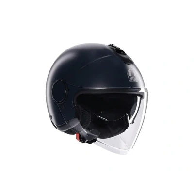 Image de AGV ETERES E2206, Casque Moto Jet Unisexe, Ouvert avec Anneau Antivol, Visière Anti Rayures et UV, Technologie d&#039;Absorption Instantanée de la Sueur, Matt Black, M