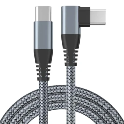 Image de INF Chargeur USB C avec connecteur coudé 60 W charge rapide Gris 2 m