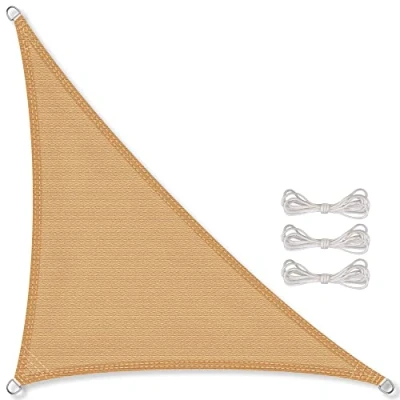 Image de CelinaSun Voile d&#039;ombrage Pare Soleil Jardin Balcon Polyéthylène HDPE Respirant Triangle 3 x 4,25 m Beige Sable
