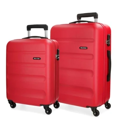 Image de Roll Road Flex Set de Bagages Rouge 55/65 cms Rigide ABS Serrure à combinaison 91L 4 roues Bagage main