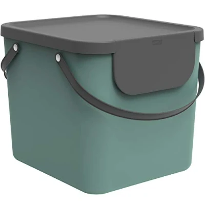 Image de Rotho Albula Système de Séparation des Déchet s 40 l pour La Cuisine, Plastique (PP) sans BPA, Vert Foncé/Anthracite, (40,0 X 35,8 34,0 cm)