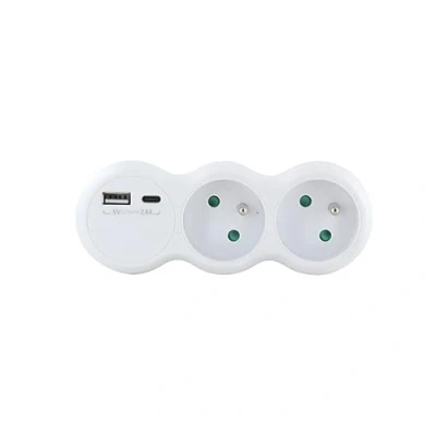 Image de CHACON Biplite Domino 2x16A avec USB A +USB C Blanc