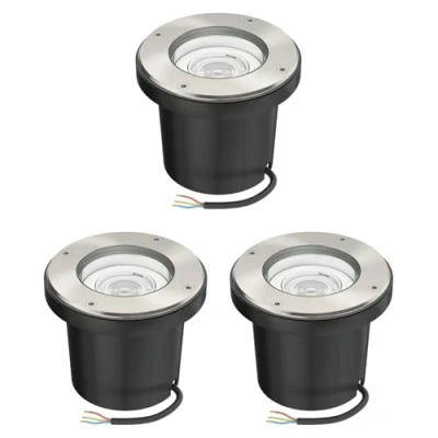 Image de ledscom.de 3 pièces luminaire encastré au sol BOFU pour l&#039;extérieur orientable acier inoxydable rond IP67 150mm Ø incl. lampe LED (blanc, 5,3W, 504lm, 50)