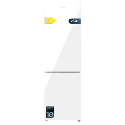 Image de Cecotec Réfrigérateur combiné Bolero CoolMarket Combi 250 White Glass D. verre blanc, 250L, Inverter Plus, Total No Frost, classe D, Multi Air Flow, Fast Cooling, Humidity Box