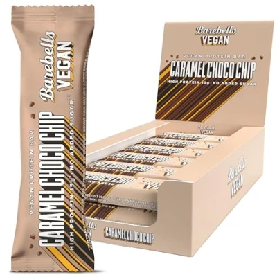 Image de Barebells barre proteine vegan 15g de Faibles en calories Goût Chocolat intense Boîte 12 barres proteinées 55g (Vegan Caramel Choco Chip)