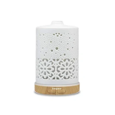 Image de BEPER 70.404 diffuseur d&#039;huiles essentielles, d&#039;arômes, 5 W, technologie à ultrasons, lumière LED 7 couleurs, mode continu, minuterie sélectionnable, effet blanc/bois