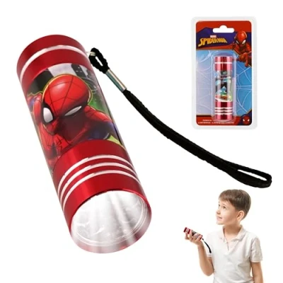 Image de Petite lampe torche LED Spiderman, mini 8,7 cm super lumineuse avec 9 LED, le nouveau modèle de vente, veilleuse en aluminium cordon pour enfants cadeaux Noël à partir 3 ans