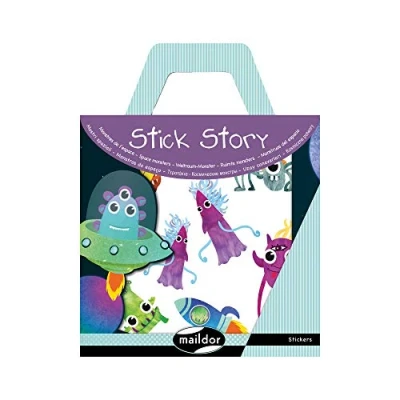 Image de Maildor AF009O Valisette Stick&#039;story 2 DÉCORS 42x14 cm + 4 planches de GOMMETTES repositionnables MONSTRES (34 stickers)