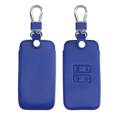 Image de kwmobile Accessoire Clef de Voiture Compatible avec Renault Smart Key 4 Bouton (Keyless Go Uniquement) Coque clé en Simili Cuir Bleu