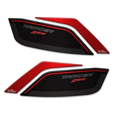 Image de Resin Bike Autocollant Moto Compatibles avec Yamaha Tracer 900 et GT 2018 2020 Nimbus Grey. Protection Protège Mains contre les Chocs Éraflures. 3D Résinés Finition Rouge