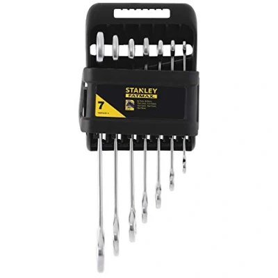 Image de Stanley Fmmt82901 0 Clés À Fourches Gamme FatMax Fourche &quot;Anti Slip&quot; Orientée 15 Meilleure Adhérence Prise De L&#039;Écrou Sur 3 Points Étui Compact Et Résistant Jeu 7 Pièces