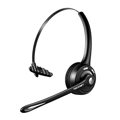 Image de TECKNET Casque d&#039;écoute Bluetooth, sans Fil avec Microphone antibruit pour Camionneur, Mains Libres muet téléphone Portable, PC, Maison, Bureau, Centre d&#039;appe