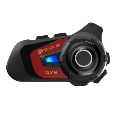 Image de Intercom moto GEARELEC kit bluetooth casque avec Micro 1500M pour 8 Motards Riders Étanche IPX67 Réponse Automatique Rouge