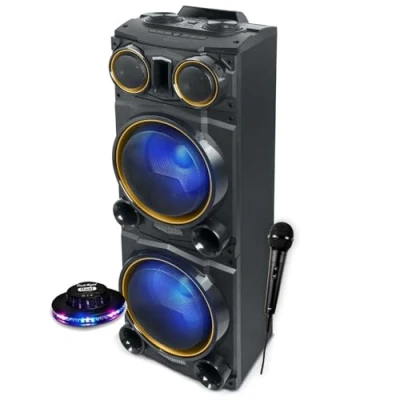 Image de Enceinte Sono Party Box Muse M 1988 DJ, 800W, Effet LED multicolore et clignotante, USB/Bluetooth/Radio FM 2 AUX, Lumière OVNI