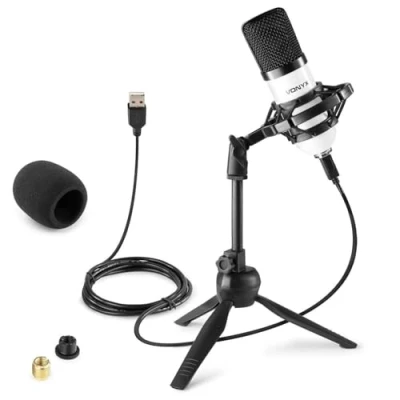Image de VONYX CM300W Microphone Streaming avec Trépied Blanc, Micro Professionnel USB, Idéal pour Gaming, ou Réaliser du Contenu Youtube et Twitch