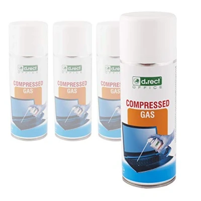 Image de D.RECT Lot de 4 Bombe Air Sec Sprays Dépoussiérant Matériel Informatique Depoussierante Comprimé Nettoyage PC 4x400ml Depoussierant Ordinateur Spray Nettoyant Clavier/Imprimante/TV