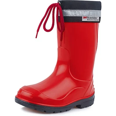 Image de Ladeheid Bottes de Pluie Mixte Enfant en Caoutchouc Resistantes à l&#039;eau pour Fille et Garçon Chaussures Imperméables LA 972 (Rouge/Noir, 21 EU)