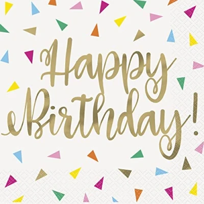 Image de Unique Serviettes en Papier Estampées 16,5 cm Fête d&#039;anniversaire Triangle Lumineux 16 Pièces (Lot de 1), 26192, Multicolour