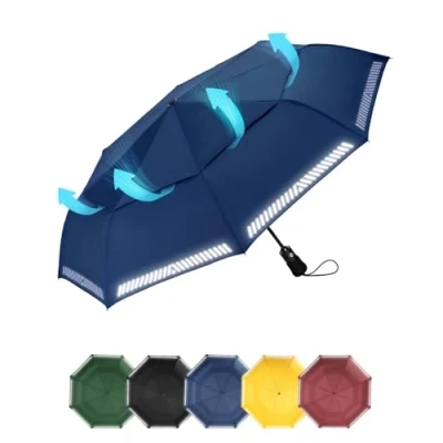 Image de Chakipee 8 Sections Parapluie Pliant Compact Automatique Resistant Vent Parapluies Bleu de Voyage Portables