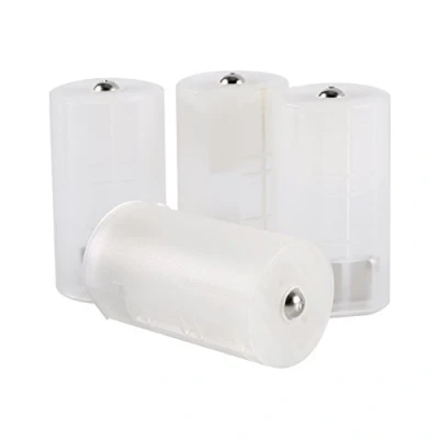 Image de Boîtier Convertisseur de Batterie AA vers D, Support D&#039;adaptateurs Blanc Translucide, Adaptateur D (4 Pièces)