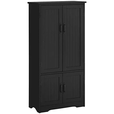 Image de HOMCOM Buffet de Cuisine Armoire contemporaine Multi rangements 2 placards 3 étagères MDF Panneaux Particules Noir