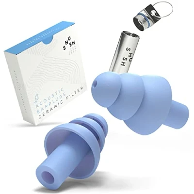 Image de Shush Acoustic Earplugs Bouchons d&#039;oreille pour la musique dans les festivals et concerts Protection auditive haute fidélité Filtre céramique (SNR 23 dB) Réutilisable plus de 356 fois