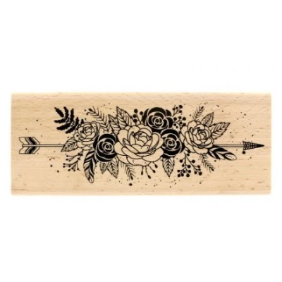 Image de Florilèges Design FG217039 Tampon Bois Fleurs et Plumes Couleur 6 x 15 2.5 cm